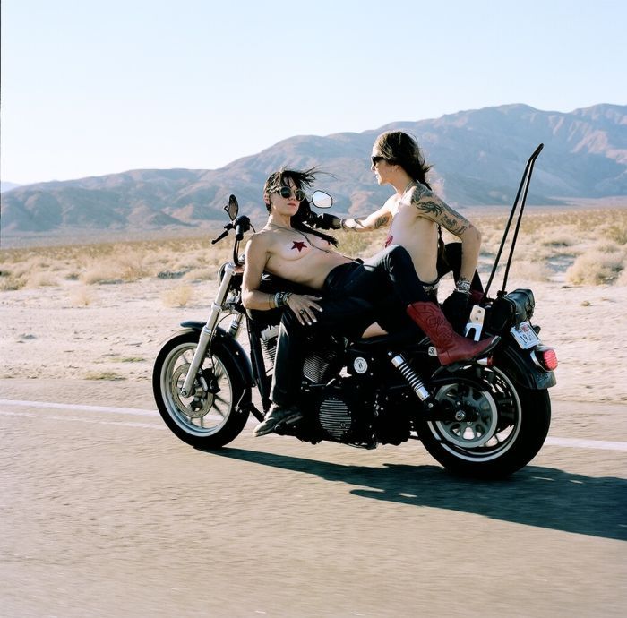 Girls on a motorcycle in Praia